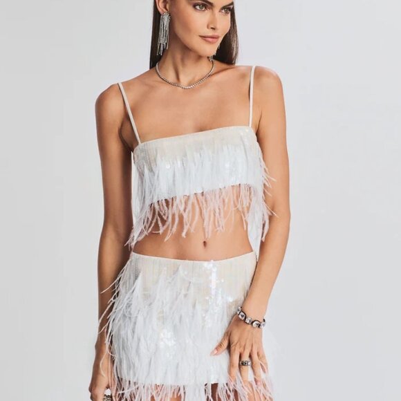 BRAND NEW w tags: Retrofete August feather sequin top - Picture 1 of 2